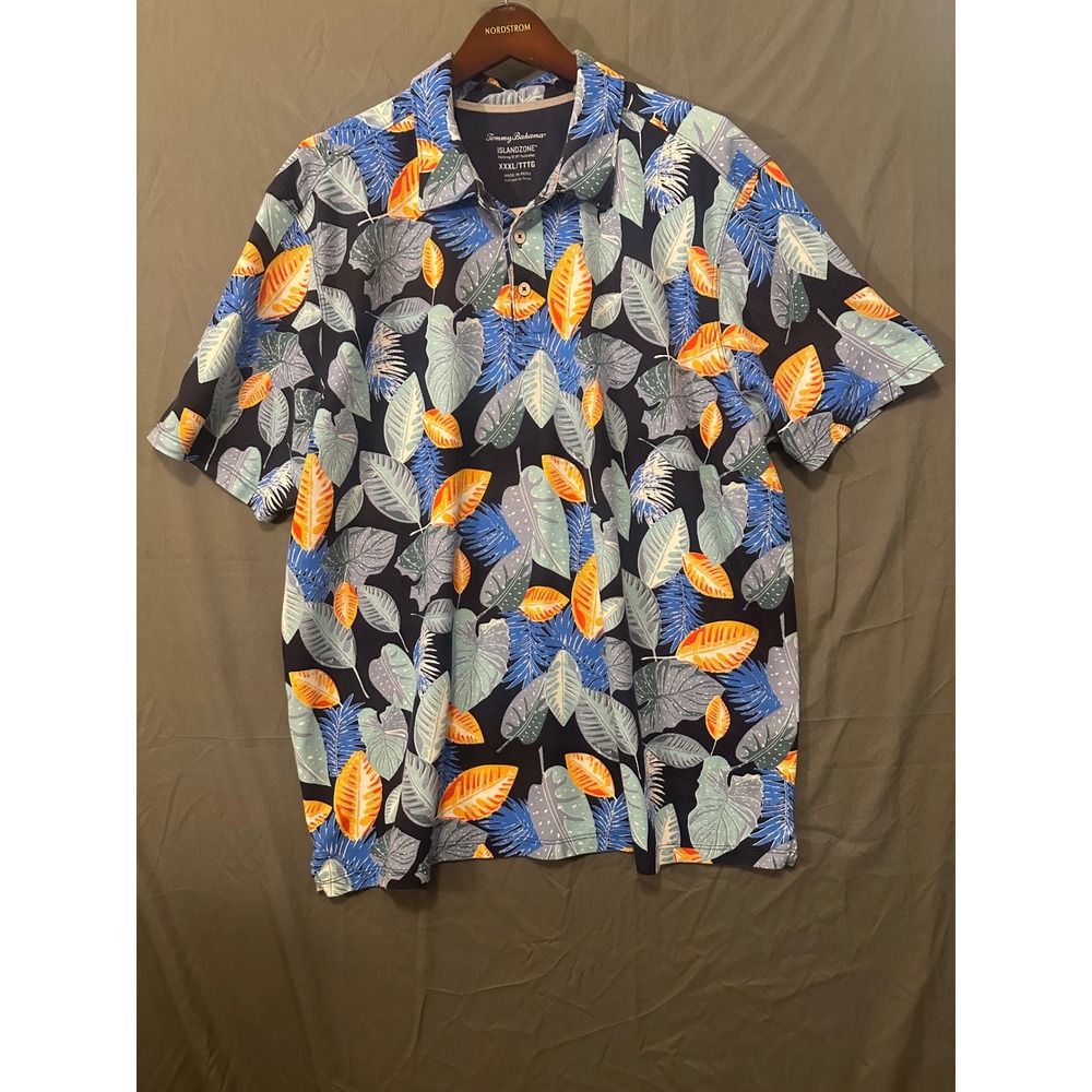 Tommy Bahama IslandZone Mens XXXL Tropical Leaf Floral Print Polo Shirt golf